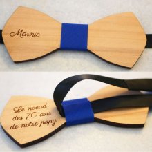 Natural wood bow tie to be personalized by engraving 'le rablé  