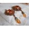 BO Harmony Amber embroidered with Swarovski Crystals, 1960's bohemian glass cabochons, mini beads, seed beads and 14K Gold Filled ear hooks