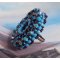 Naiad ring embroidered with a turquoise blue resin cabochon and crystal, a beautiful play of light.