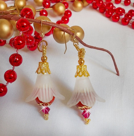 BO Secret Oriental with ceramic beads and Lucite flowers and 14K Gold Filled ear hooks