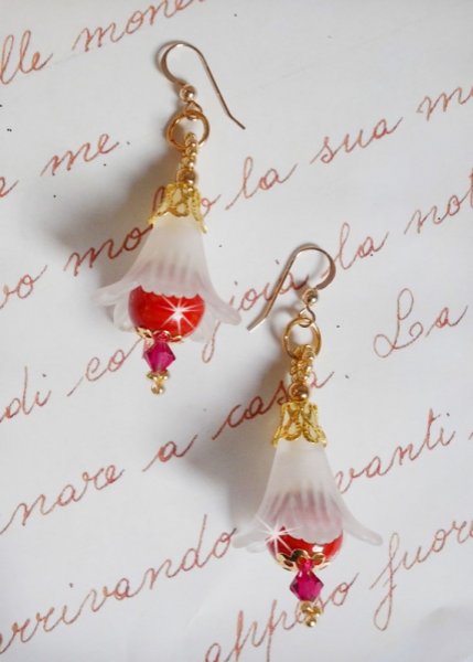 BO Secret Oriental with ceramic beads and Lucite flowers and 14K Gold Filled ear hooks