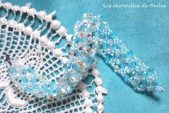 Crystal Blue bracelet with Swarovski crystal facets and spinners