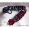 Black and red velvet beads bracelet with facets and pearly glass beads