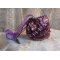 Chinese Purple Stone cuff bracelet embroidered with fine stones: Sugilites, Swarovski crystals, seed beads and a purple Organza ribbon