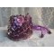 Chinese Purple Stone cuff bracelet embroidered with fine stones: Sugilites, Swarovski crystals, seed beads and a purple Organza ribbon