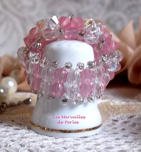 Sparkling Pink Ring with facets and spinning tops in Swarovski crystal