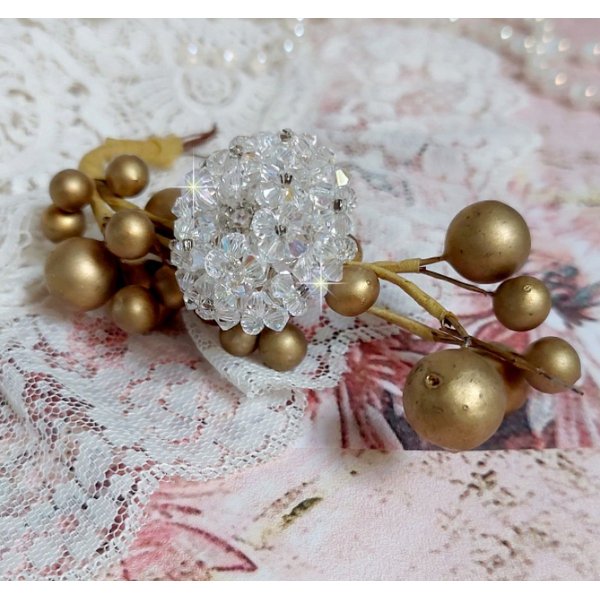 Ring Flakes with facets and spinning tops in Swarovski crystal