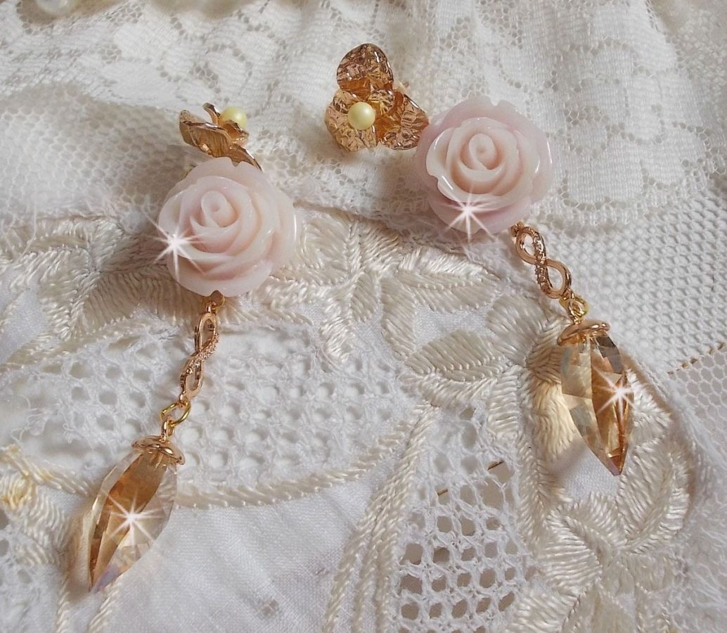 Gold plated Bell'issim Rose Violet with Swarovski crystals and Zirconium