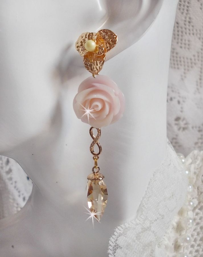 Gold plated Bell'issim Rose Violet with Swarovski crystals and Zirconium