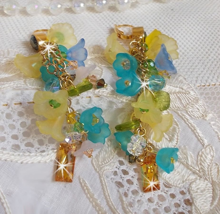 BO Bella Yellow mounted with Swarovski crystals, frosted flowers and pearly beads 