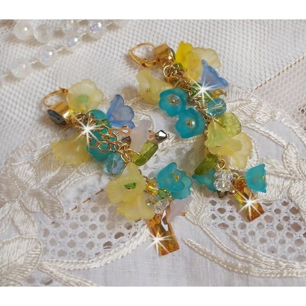 BO Bella Yellow mounted with Swarovski crystals, frosted flowers and pearly beads 
