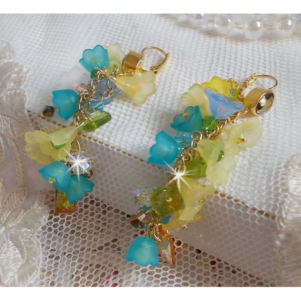 BO Bella Yellow mounted with Swarovski crystals, frosted flowers and pearly beads 