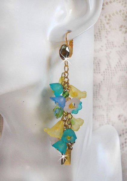 BO Bella Yellow mounted with Swarovski crystals, frosted flowers and pearly beads 