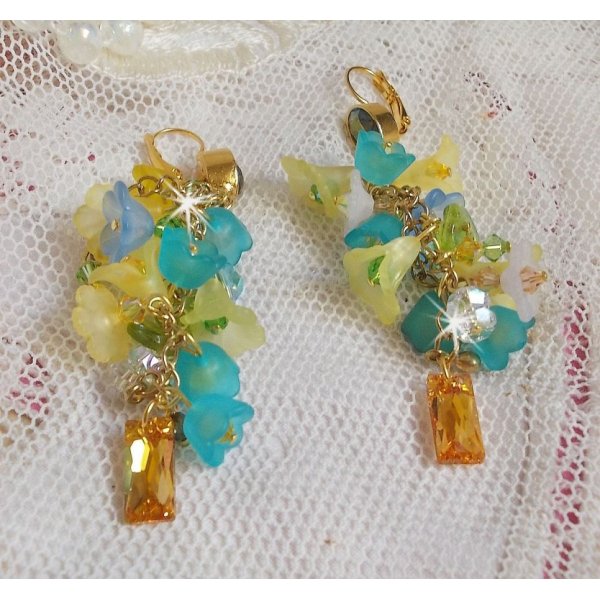 BO Bella Yellow mounted with Swarovski crystals, frosted flowers and pearly beads 