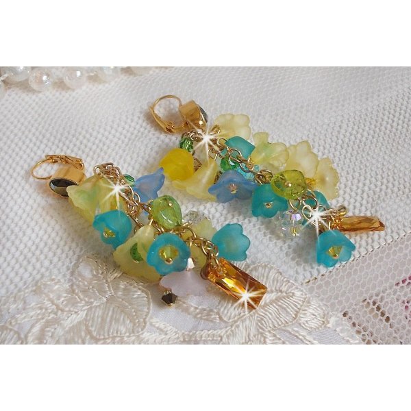 BO Bella Yellow mounted with Swarovski crystals, frosted flowers and pearly beads 