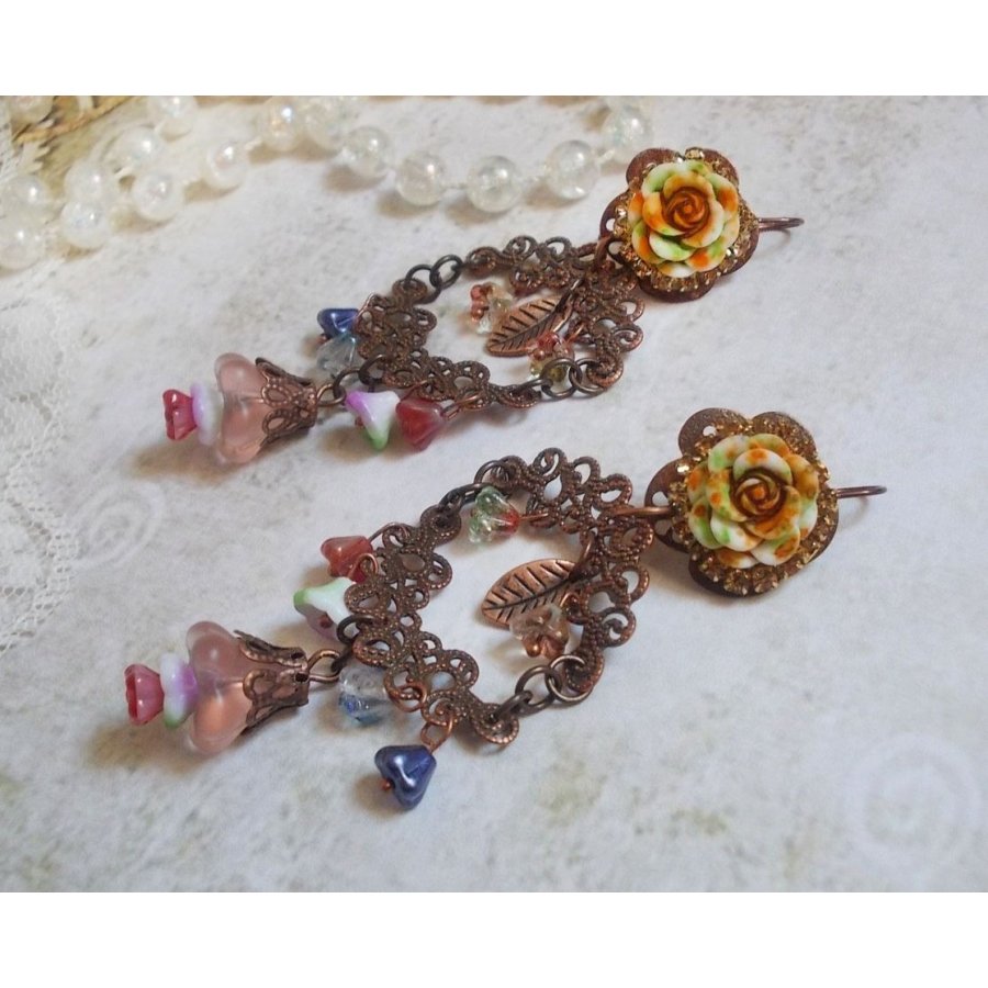 BO French Flowers created with bell flowers, bellflowers, roses and accessories in Old Copper color