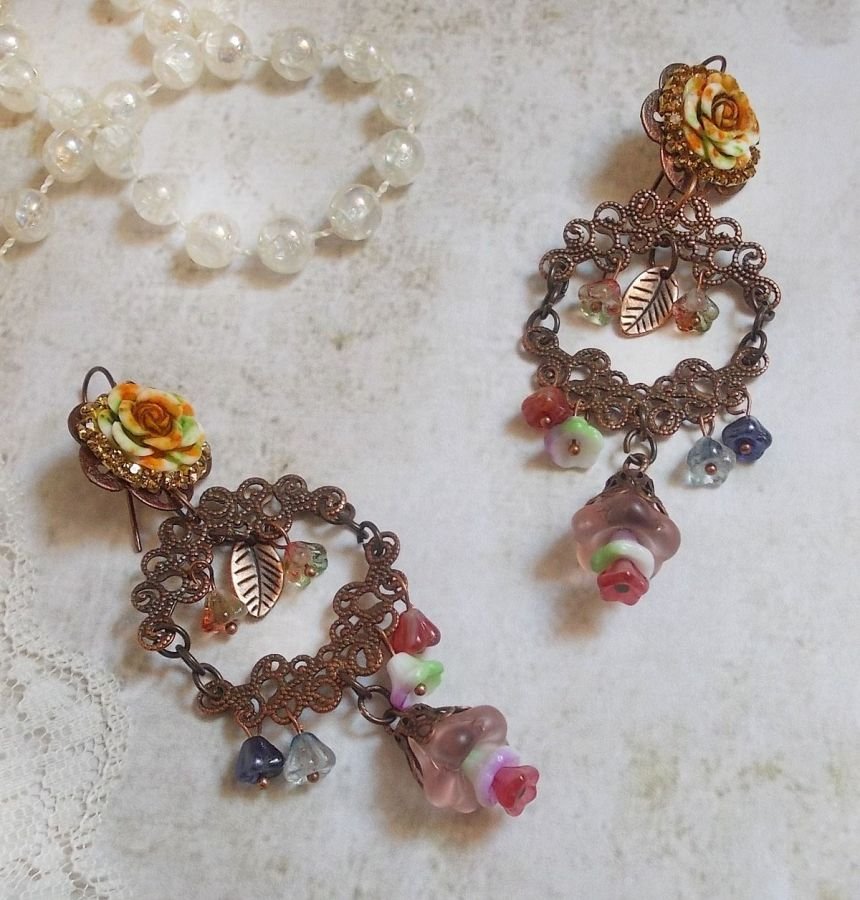 BO French Flowers created with bell flowers, bellflowers, roses and accessories in Old Copper color