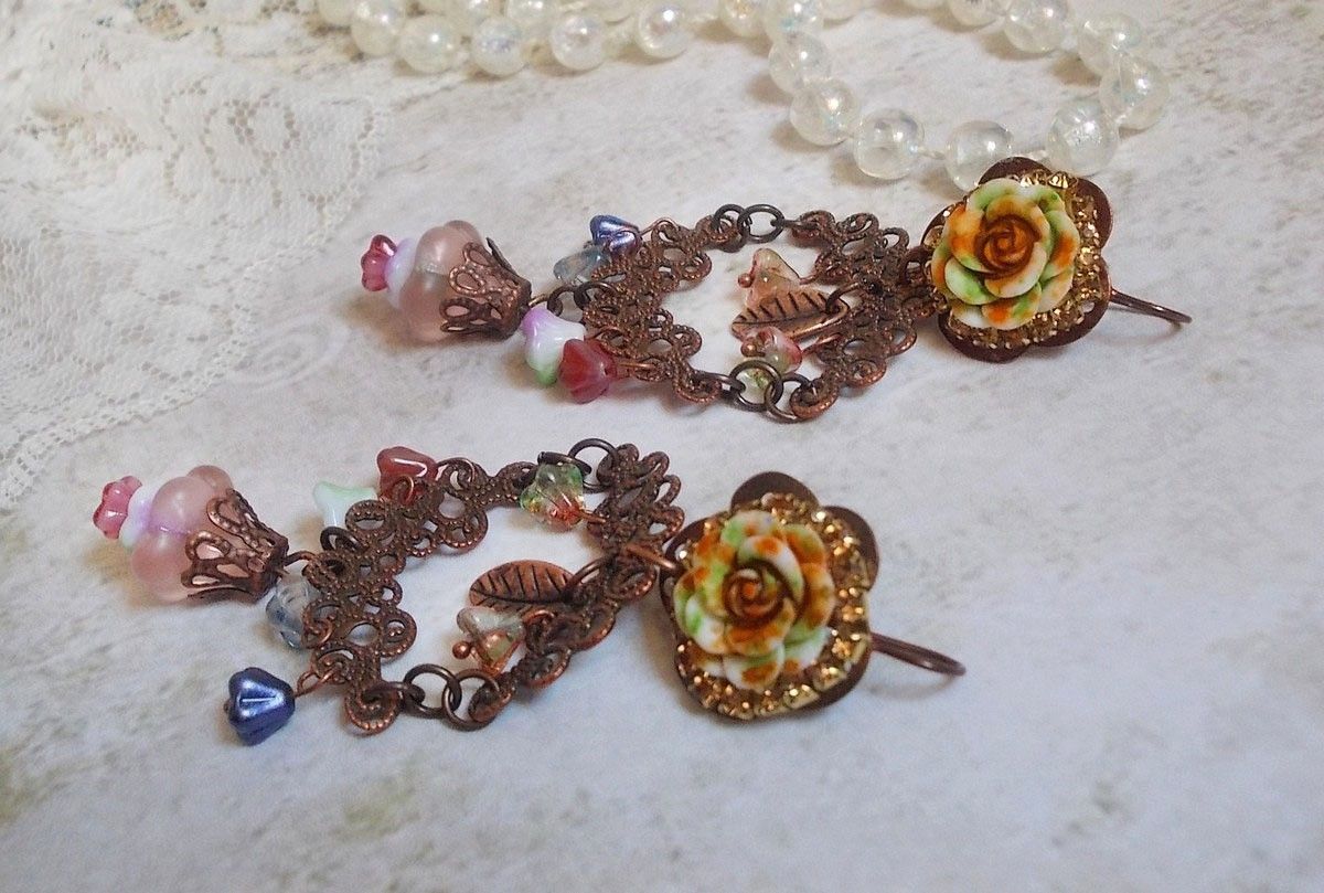 BO French Flowers created with bell flowers, bellflowers, roses and accessories in Old Copper color