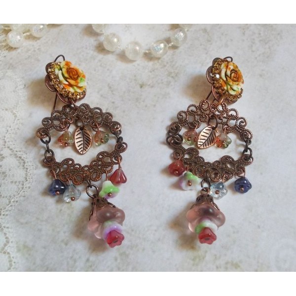 BO French Flowers created with bell flowers, bellflowers, roses and accessories in Old Copper color