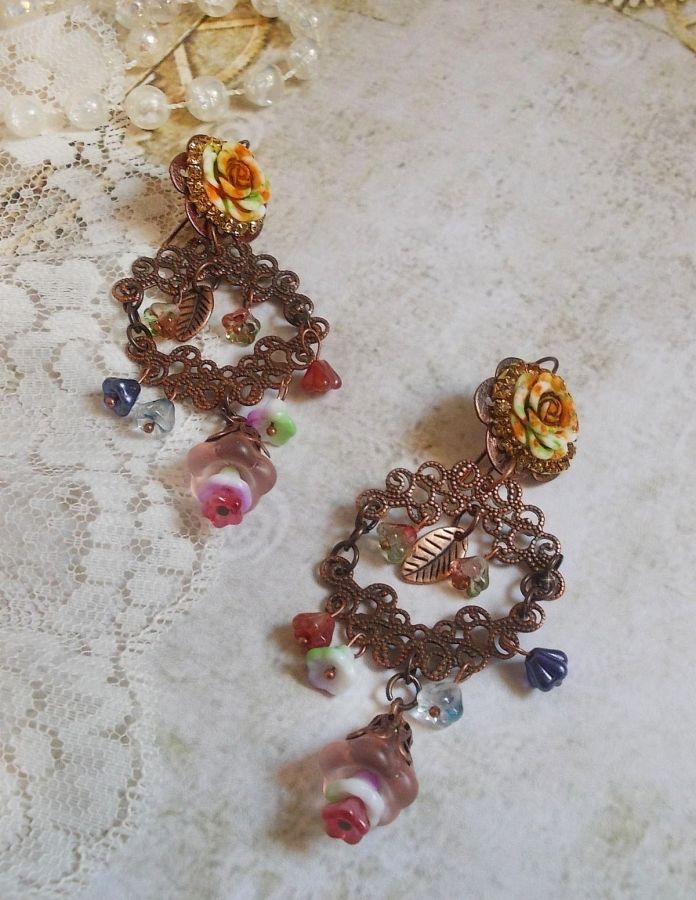 BO French Flowers created with bell flowers, bellflowers, roses and accessories in Old Copper color