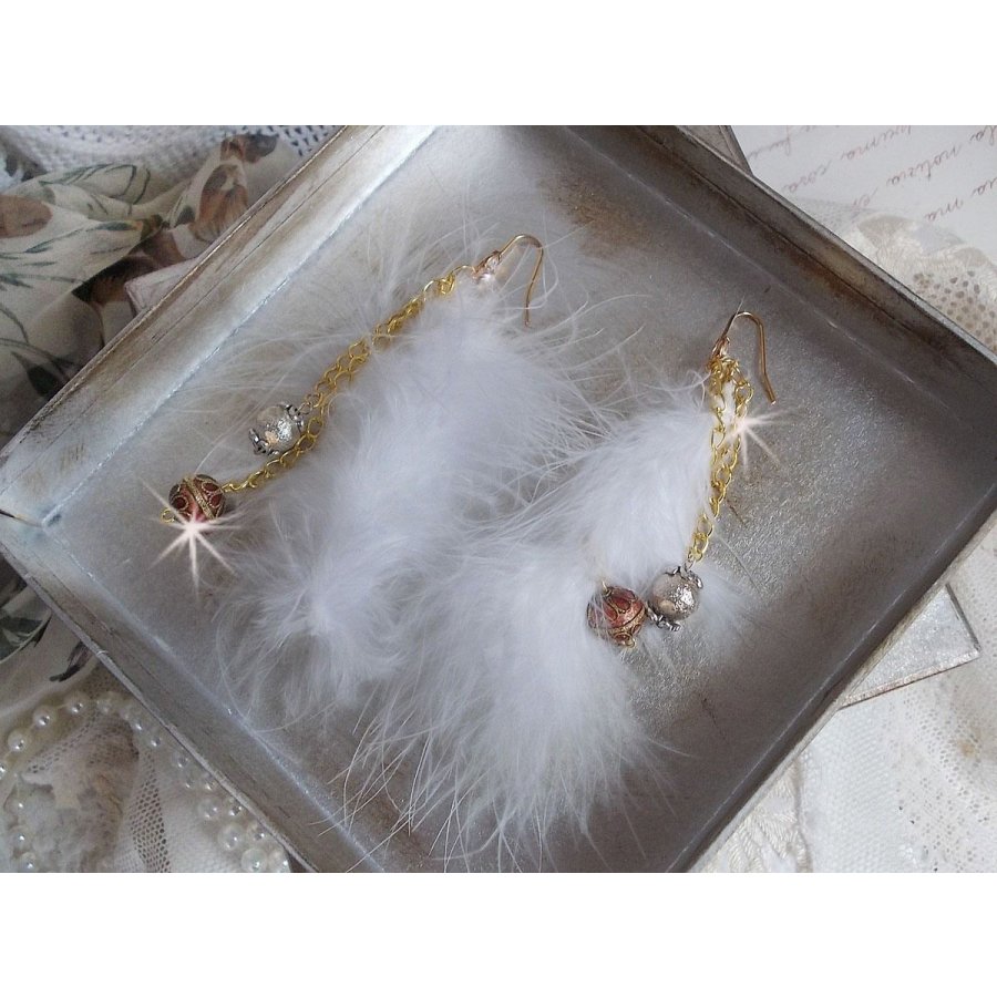 BO Douce Blanche gilded created with feathers Bohemian Indian style