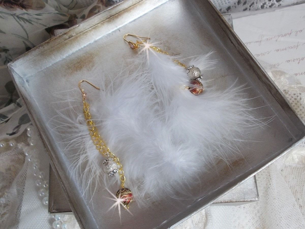 BO Douce Blanche gilded created with feathers Bohemian Indian style