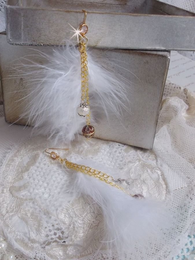 BO Douce Blanche gilded created with feathers Bohemian Indian style