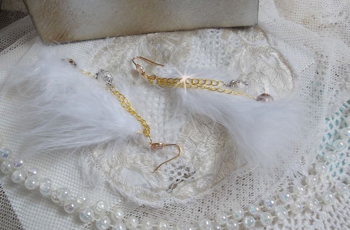 BO Douce Blanche gilded created with feathers Bohemian Indian style