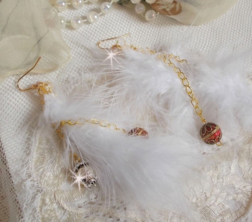 BO Douce Blanche gilded created with feathers Bohemian Indian style