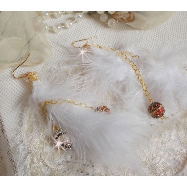 BO Douce Blanche gilded created with feathers Bohemian Indian style