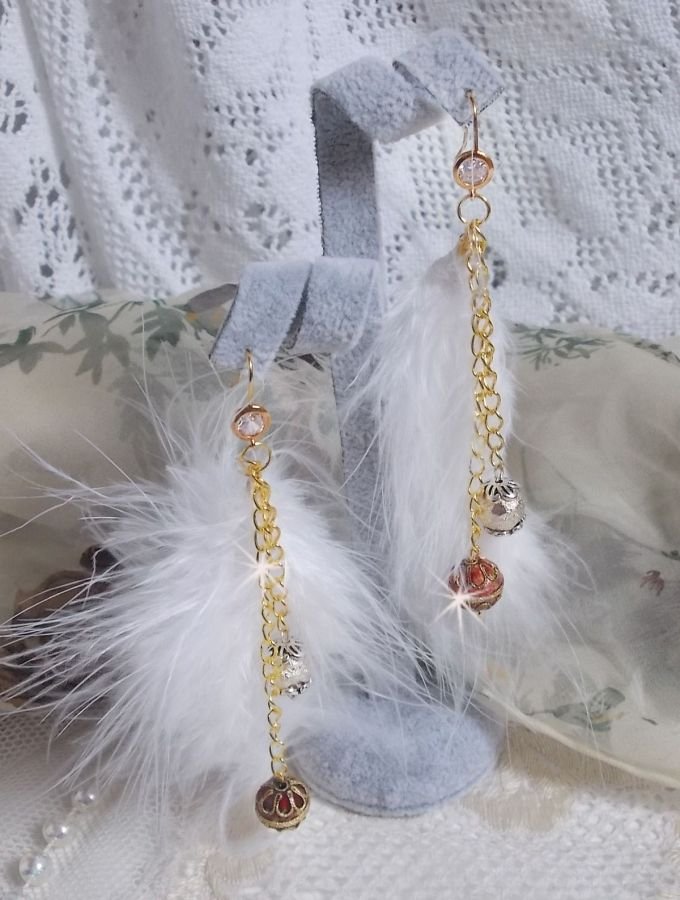 BO Douce Blanche gilded created with feathers Bohemian Indian style