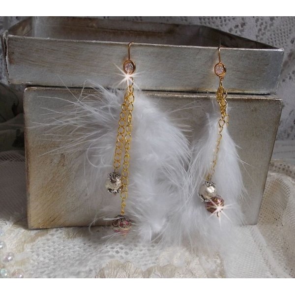BO Douce Blanche gilded created with feathers Bohemian Indian style