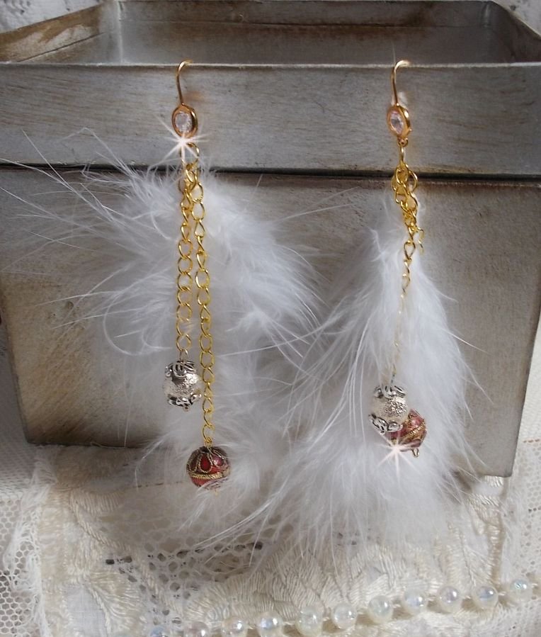 BO Douce Blanche gilded created with feathers Bohemian Indian style