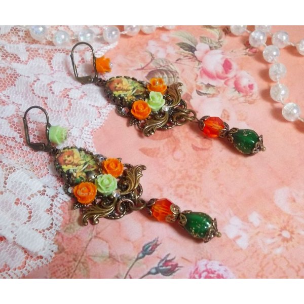 BO Fairy Aloes Pumpkin created with magnifying glass cabochons, resin roses and crystals