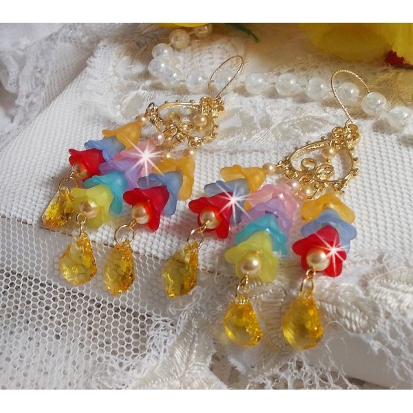 BO Garden Flowers with Swarovski crystals and Lucite flowers in different colors