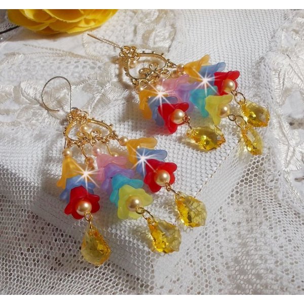 BO Garden Flowers with Swarovski crystals and Lucite flowers in different colors