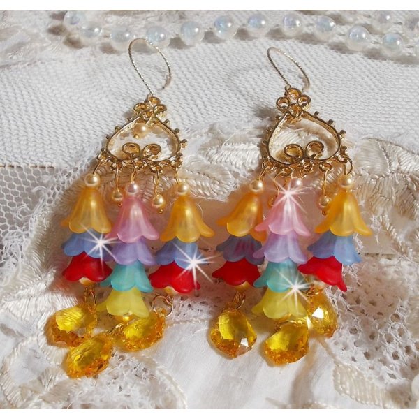 BO Garden Flowers with Swarovski crystals and Lucite flowers in different colors