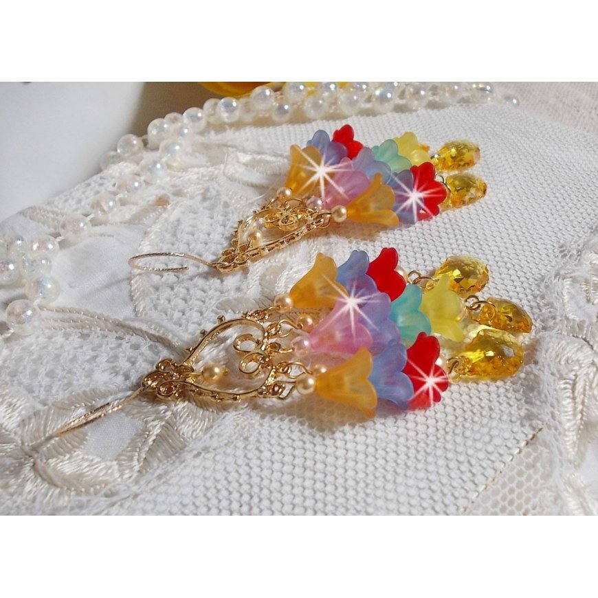 BO Garden Flowers with Swarovski crystals and Lucite flowers in different colors