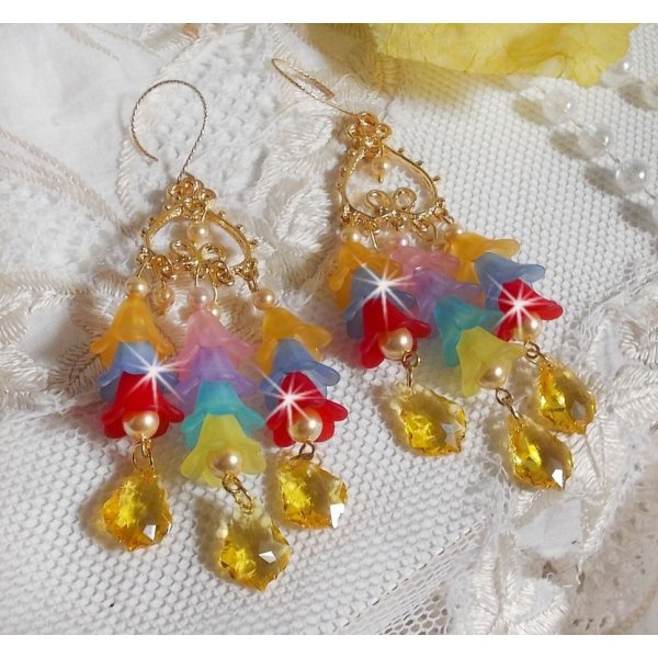 BO Garden Flowers with Swarovski crystals and Lucite flowers in different colors