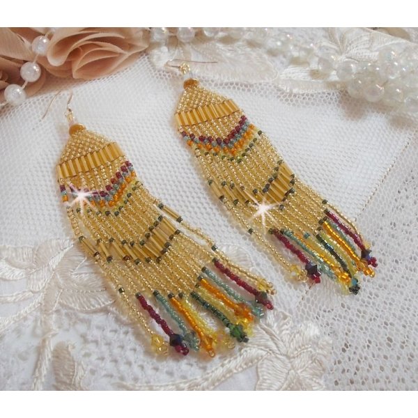 BO Happy Summer created with Miyuki Delicas seed beads, tubes and PureCrystal crystals with 14K Gold Filled hooks