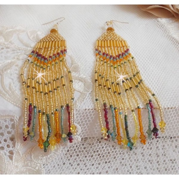 BO Happy Summer created with Miyuki Delicas seed beads, tubes and PureCrystal crystals with 14K Gold Filled hooks