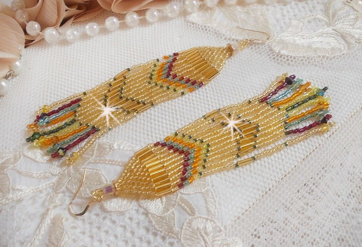 BO Happy Summer created with Miyuki Delicas seed beads, tubes and PureCrystal crystals with 14K Gold Filled hooks