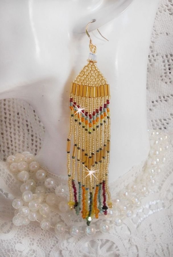 BO Happy Summer created with Miyuki Delicas seed beads, tubes and PureCrystal crystals with 14K Gold Filled hooks