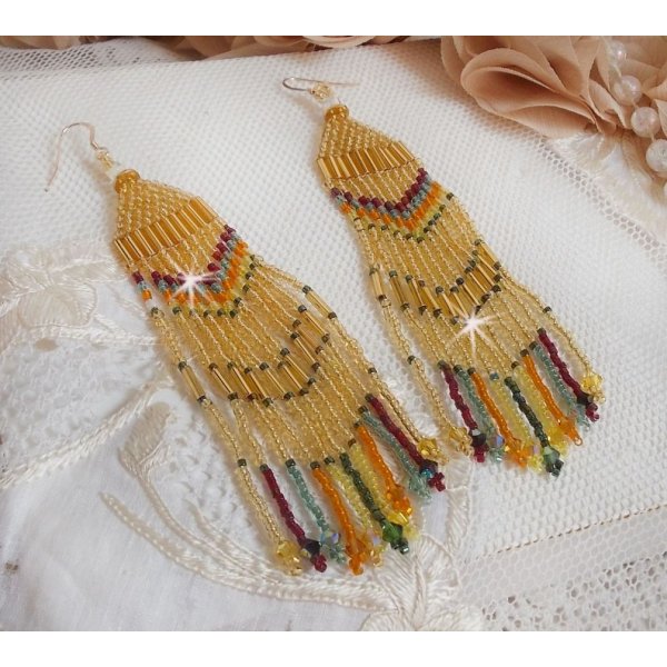 BO Happy Summer created with Miyuki Delicas seed beads, tubes and PureCrystal crystals with 14K Gold Filled hooks