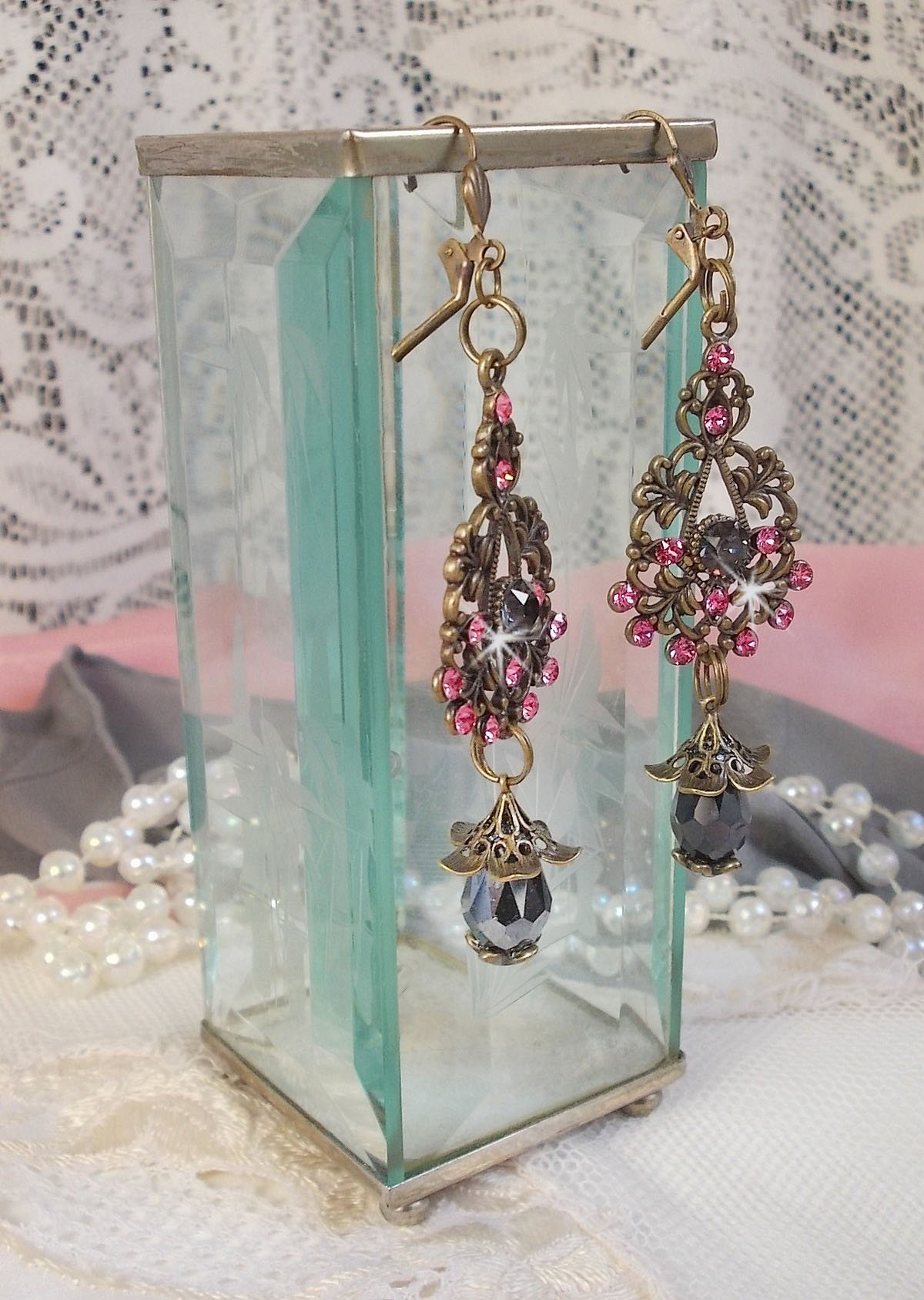 BO Irresistible Love Collection with Swarovski crystals mounted on bronze filigree candle holders