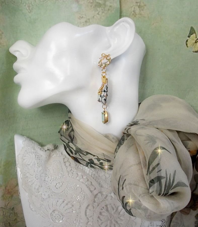 Flower Liberty BO created with Opal crystal cabochons; Gold plated earrings and various accessories