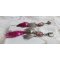 Navajo Fuchsia and Brown BO with glass beads, Swarovski crystals and feathers