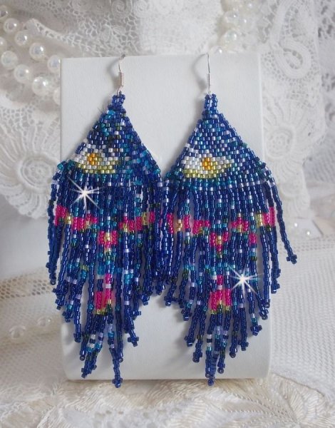 BO Water lilies created with Miyuki seedlings and Toho in blue, pink, white, yellow, orange and green