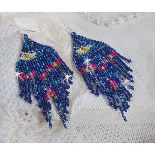 BO Water lilies created with Miyuki seedlings and Toho in blue, pink, white, yellow, orange and green