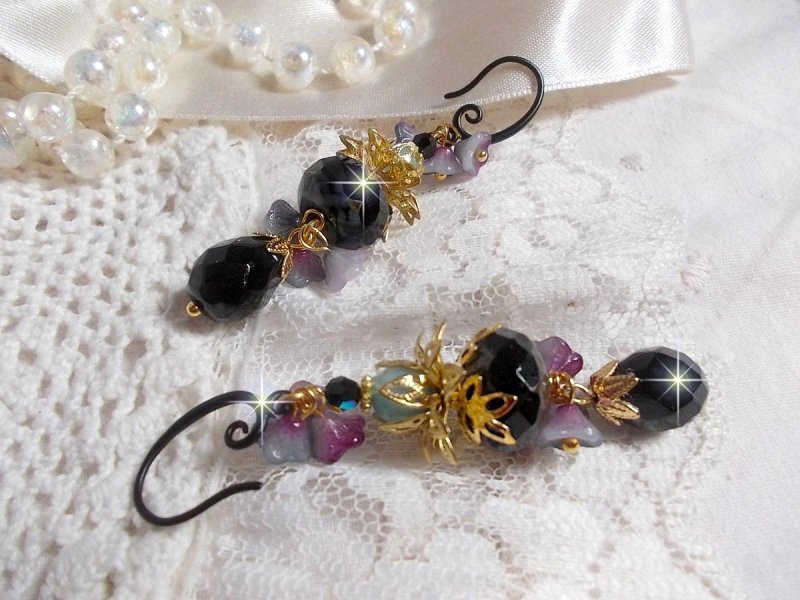 BO Paris et Ritournelles mont&eacute;es avec perles cristal, perles verre et pierres de gemme